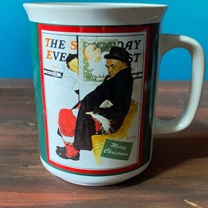 Vintage Saturday Evening Post Christmas Mug with Santa Design